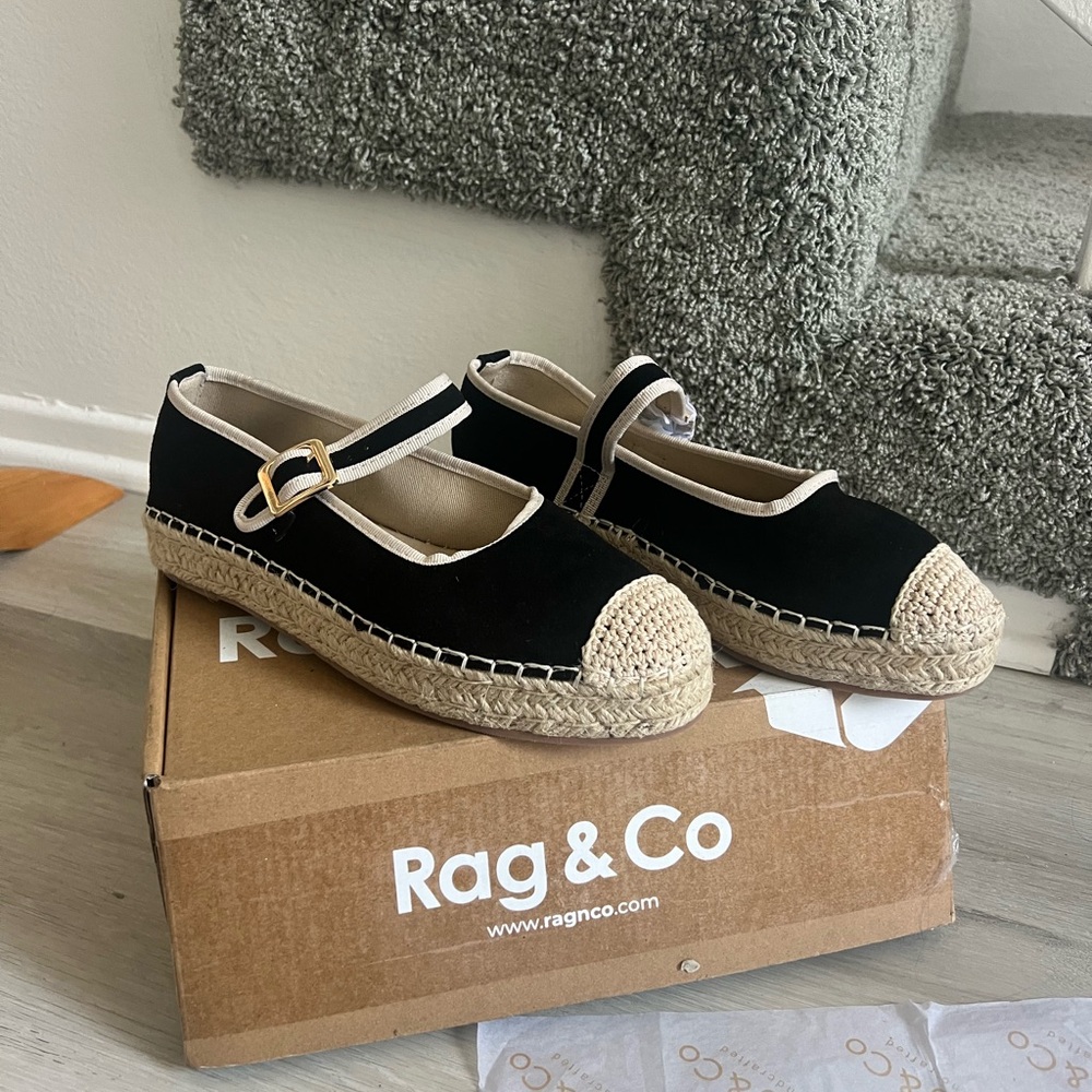 Rag & Co Black Mary Jane Espadrilles